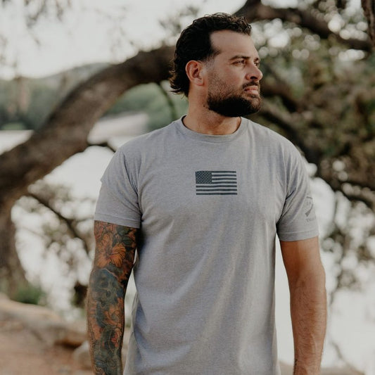 Freedom Flag T-Shirt - Dark Heather Gray