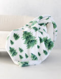 Plush Blanket - Cream Pine Tree Print