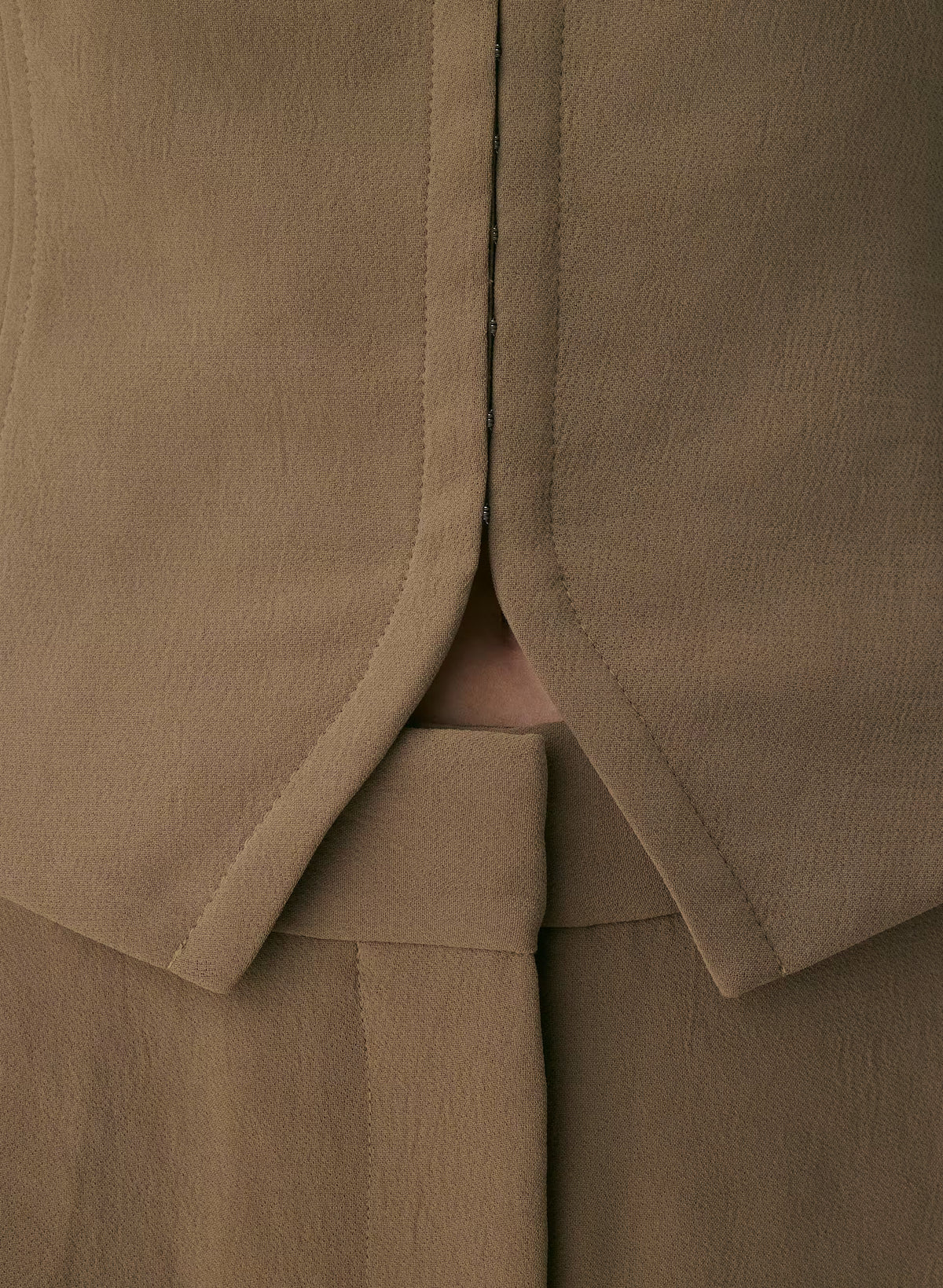 Lined Tailored Suit Vest - Olive