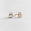 Gold-Plated Baguette Crystal Stud Earrings