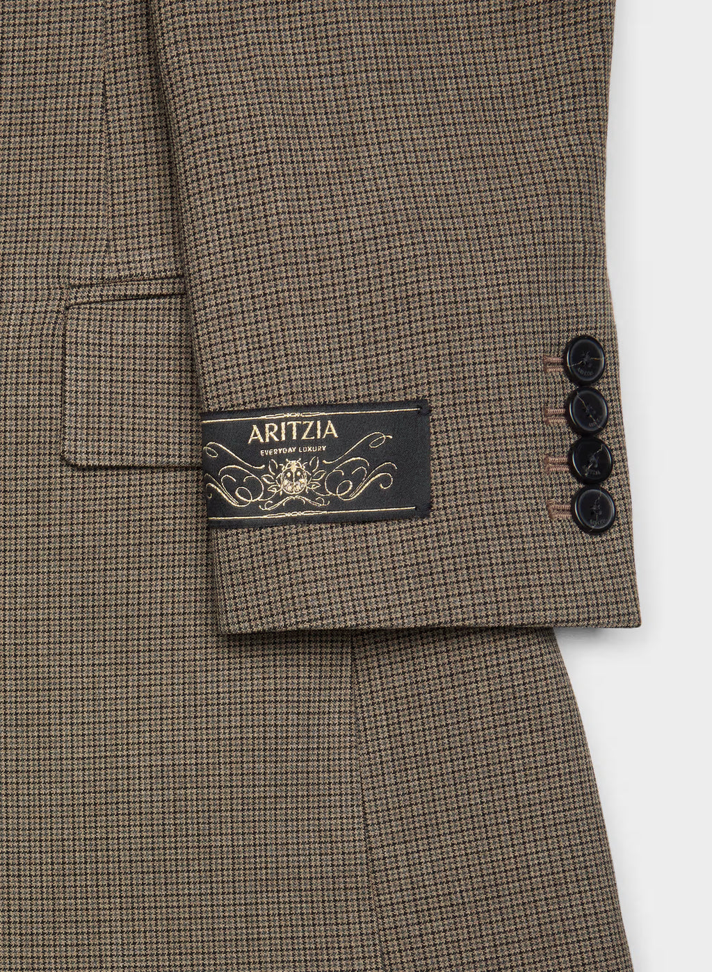 Single-Breasted Stretch Blazer - Brown Check