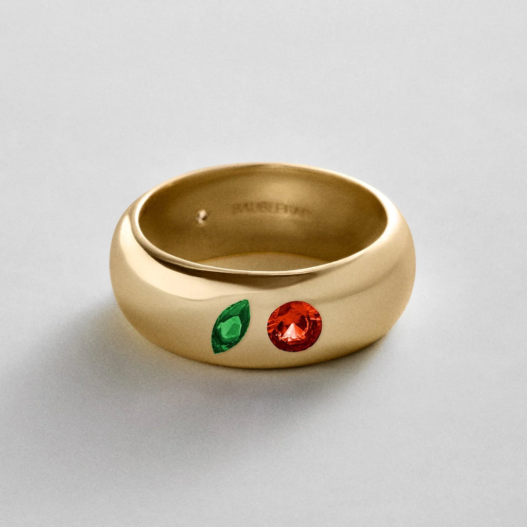 Custom Two-Stone Gold-Plated Band Ring