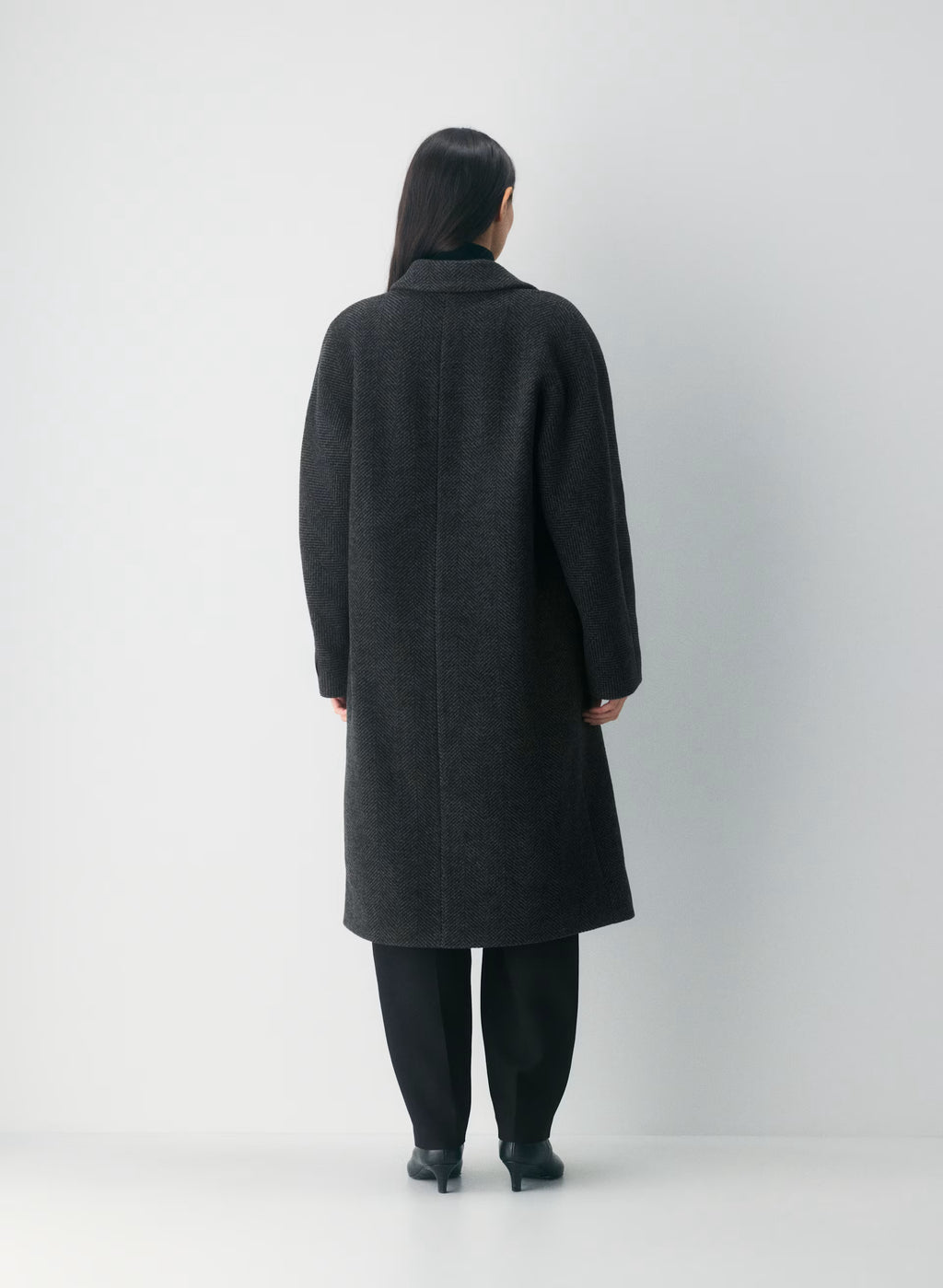 Double-Breasted Wool Cashmere Coat - Herringbone