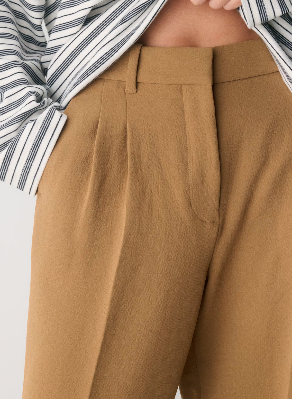 High-Rise Wide-Leg Crepe Trousers - Sand