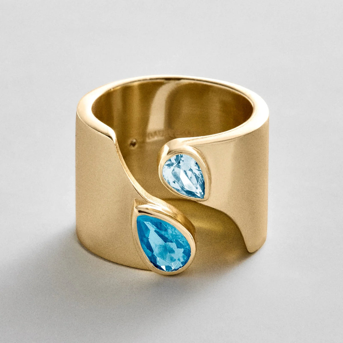 Personalized Two-Stone Open Band Ring - Gold
