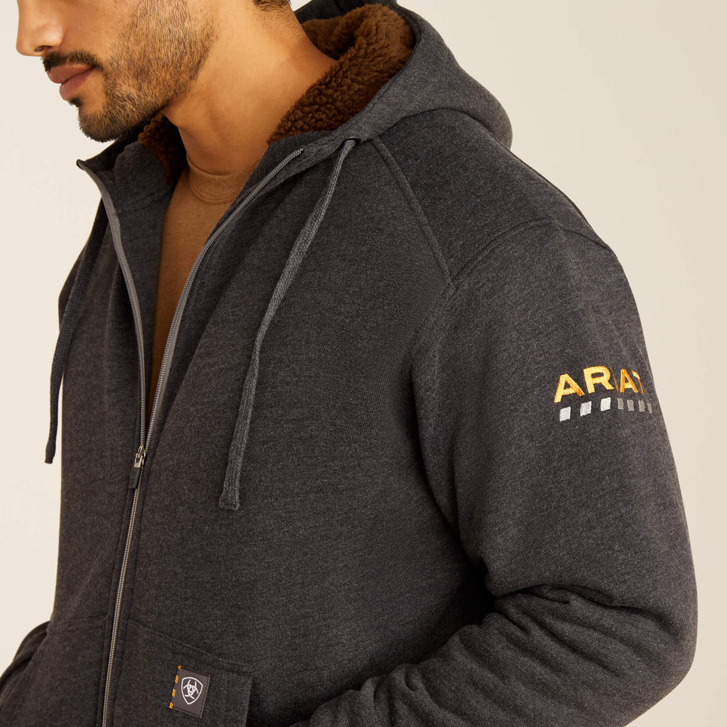Men's Sherpa-Lined Water-Repellent Zip Hoodie - Brown
