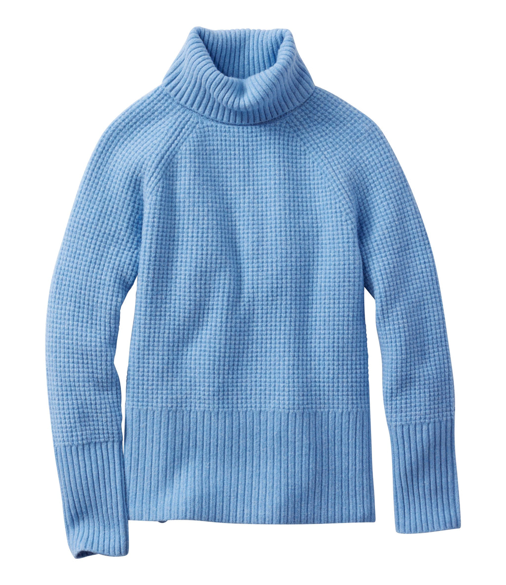 Women's Waffle Knit Turtleneck Sweater - Black