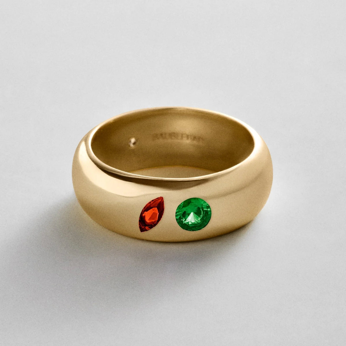 Custom Two-Stone Gold-Plated Band Ring