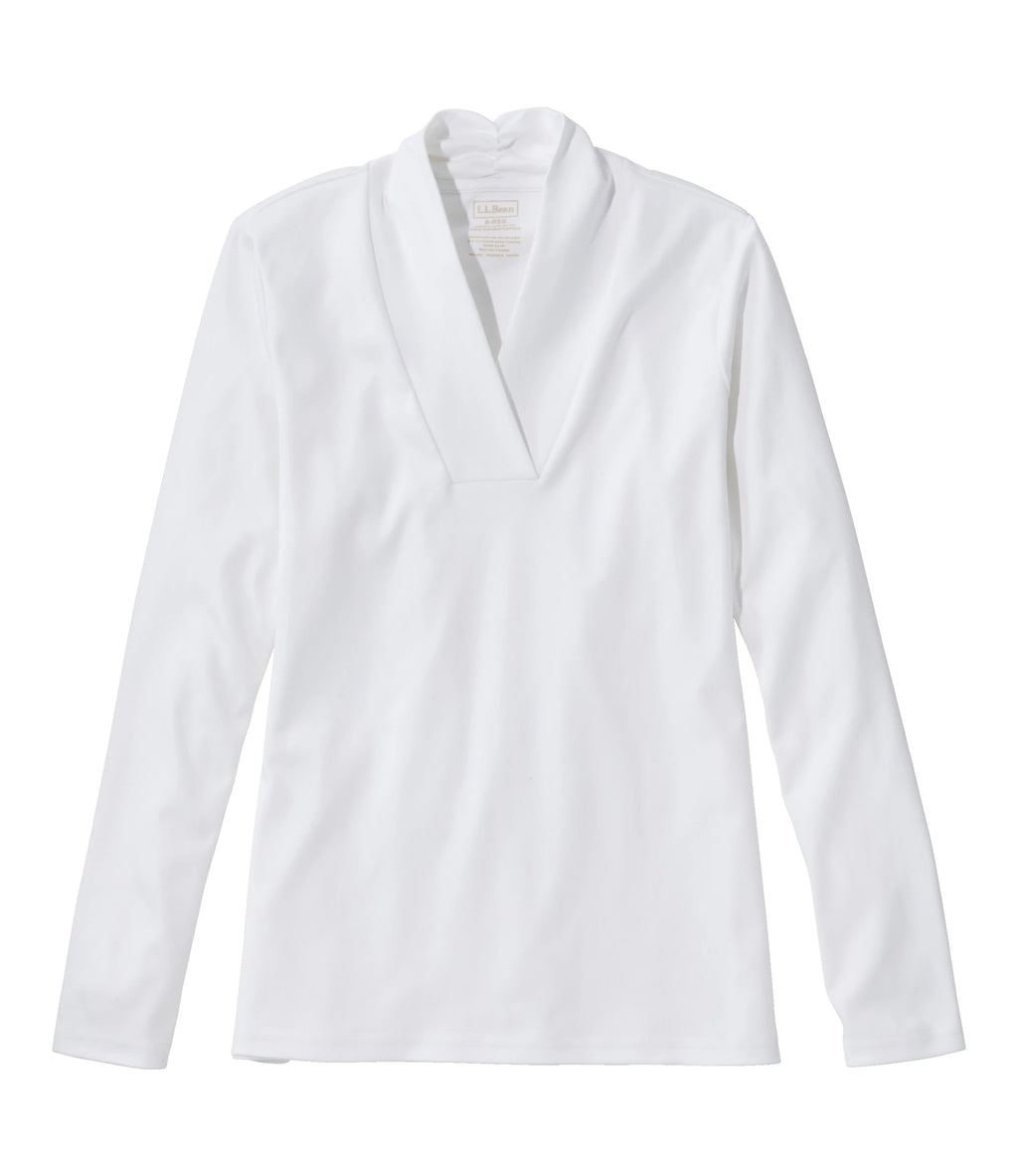 Women's Pima Cotton Shawl Collar T-Shirt - Blue