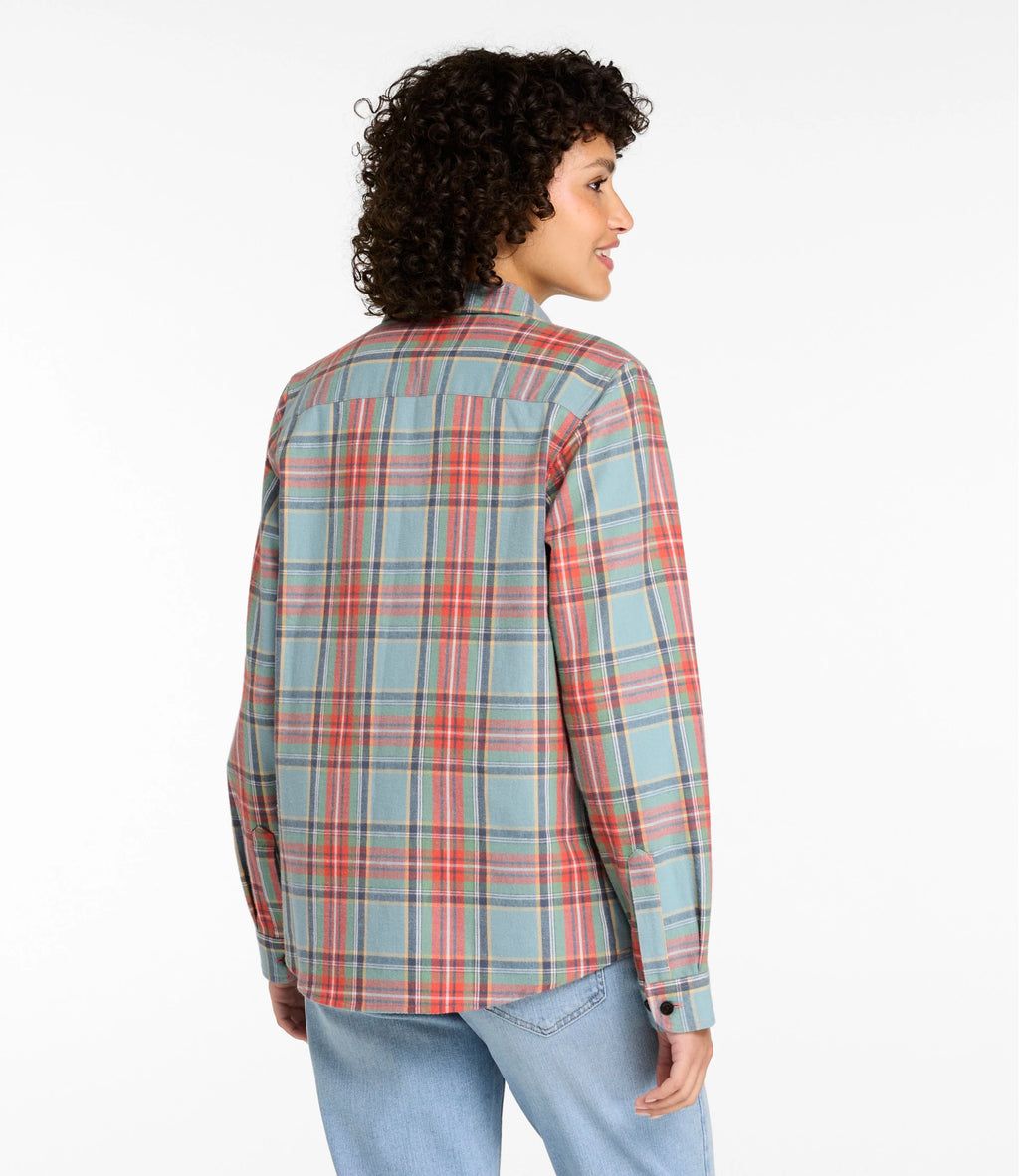 Women's Cotton Flannel Shirt - Indigo Plaid