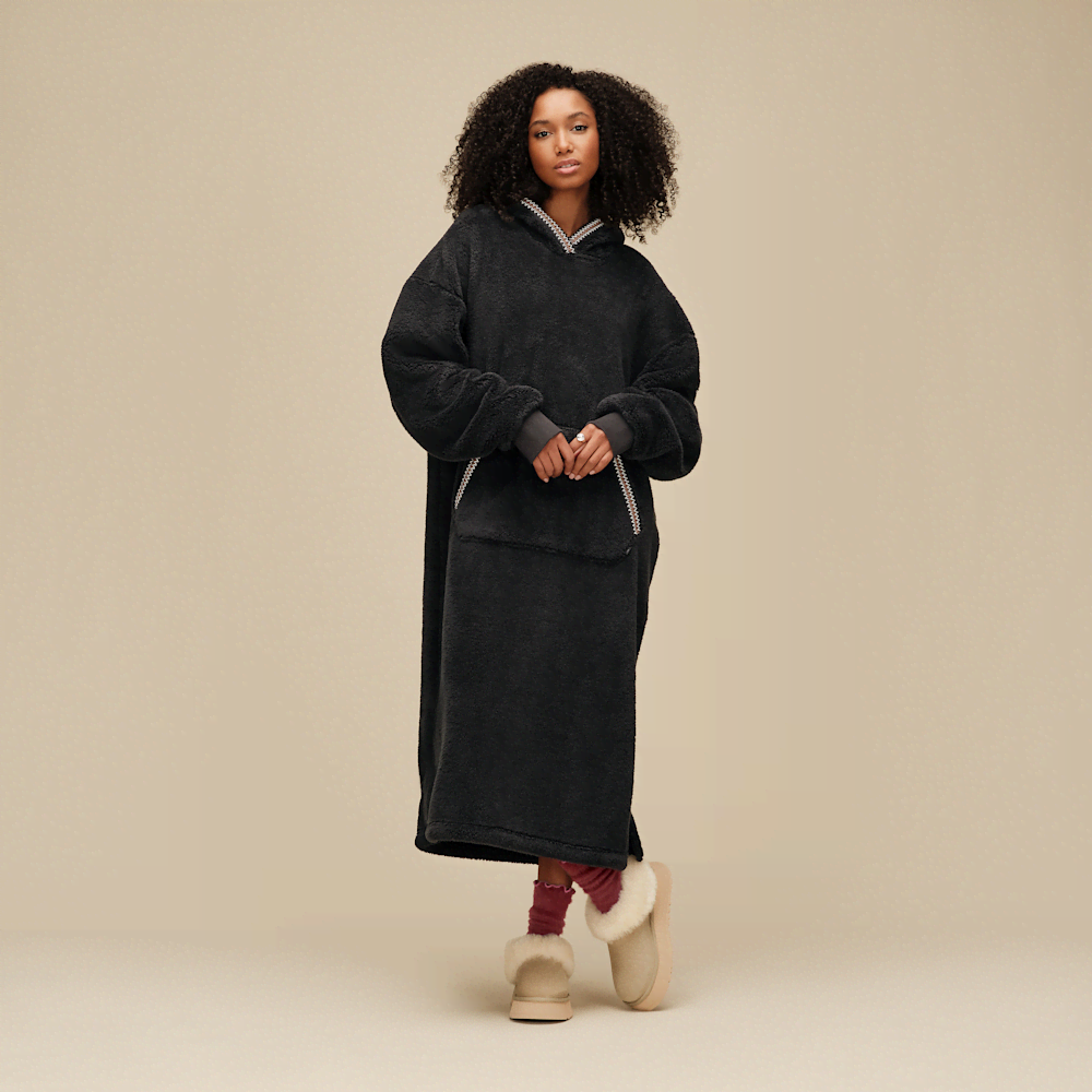 Oversized Recycled Fleece Hoodie - Black