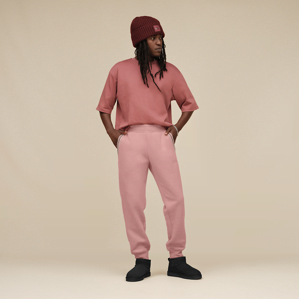 Men's Cotton Blend Drawstring Joggers - Purple