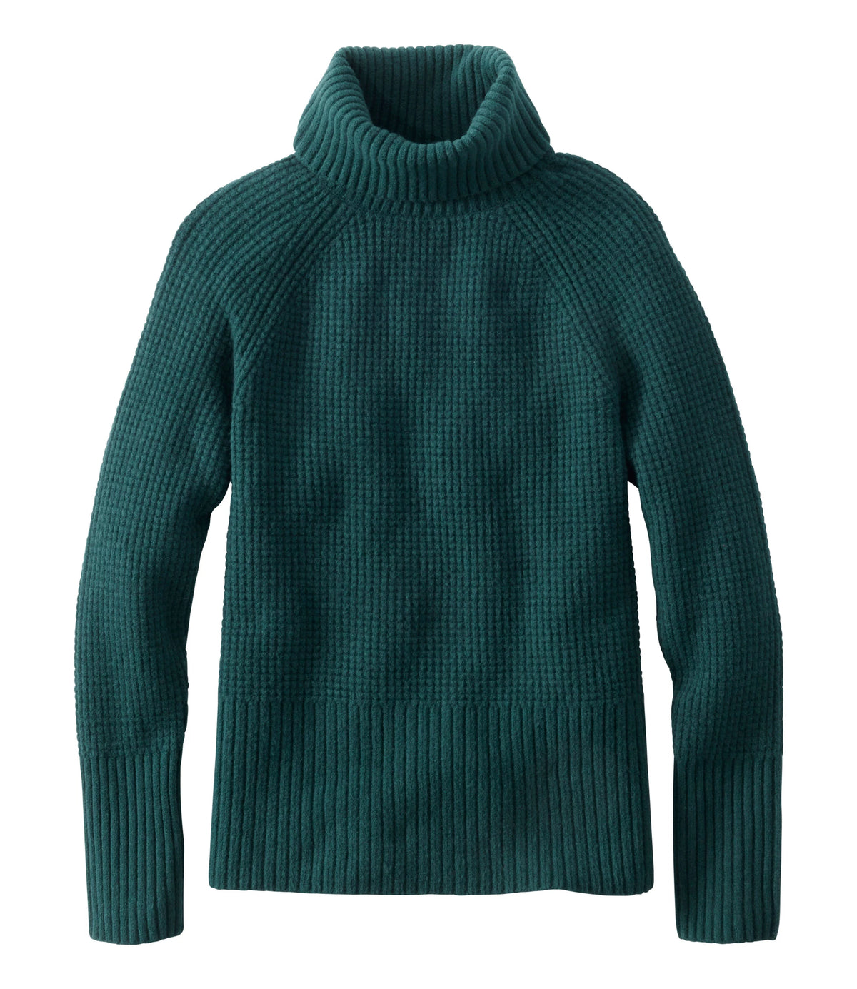 Women's Waffle Knit Turtleneck Sweater - Black