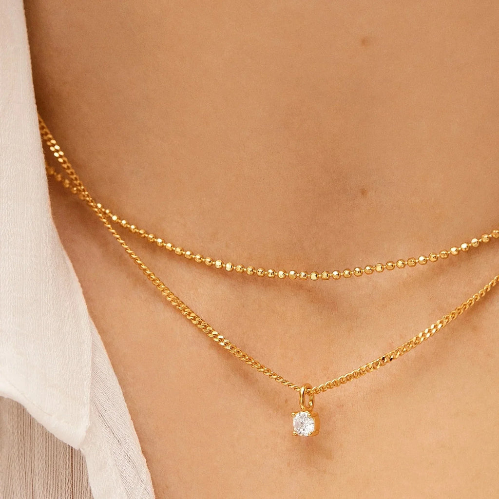 Gold-Plated Crystal Curb Chain Necklace