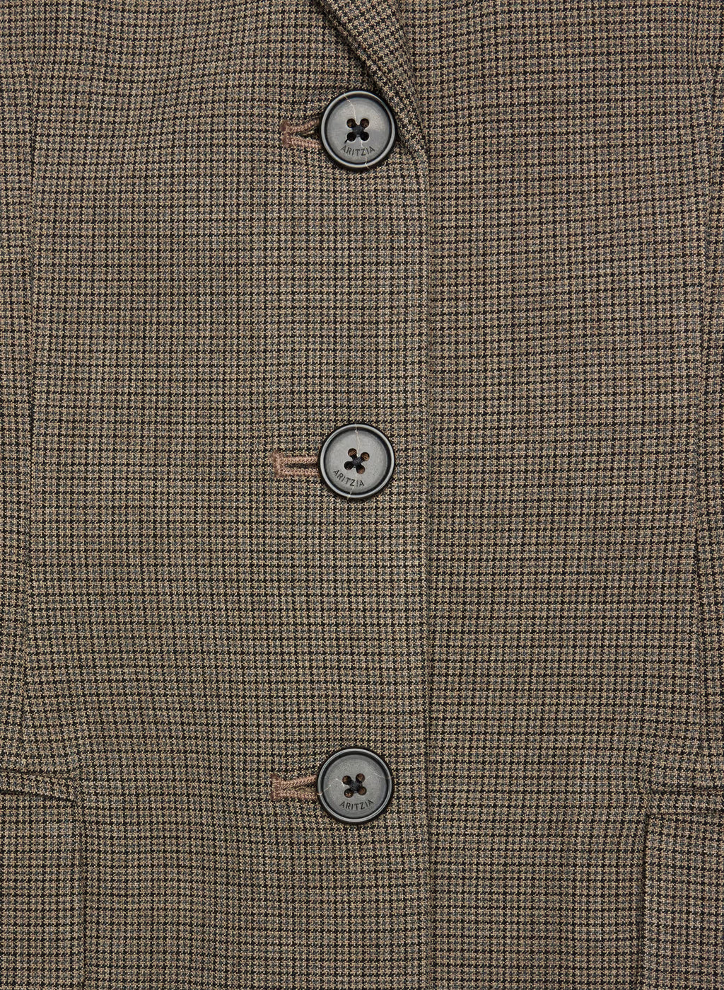 Single-Breasted Stretch Blazer - Brown Check