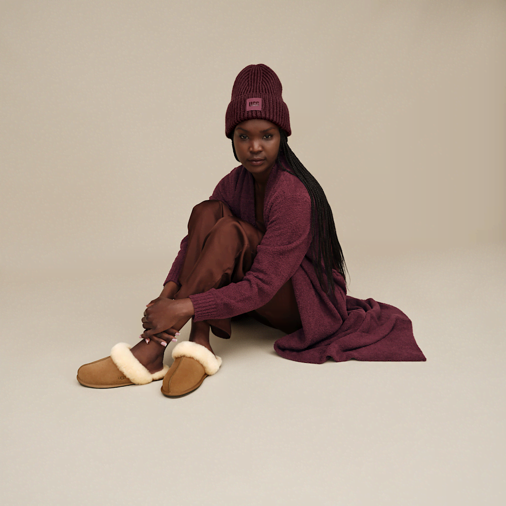 Women's Suede Sheepskin Slide Slipper - Espresso