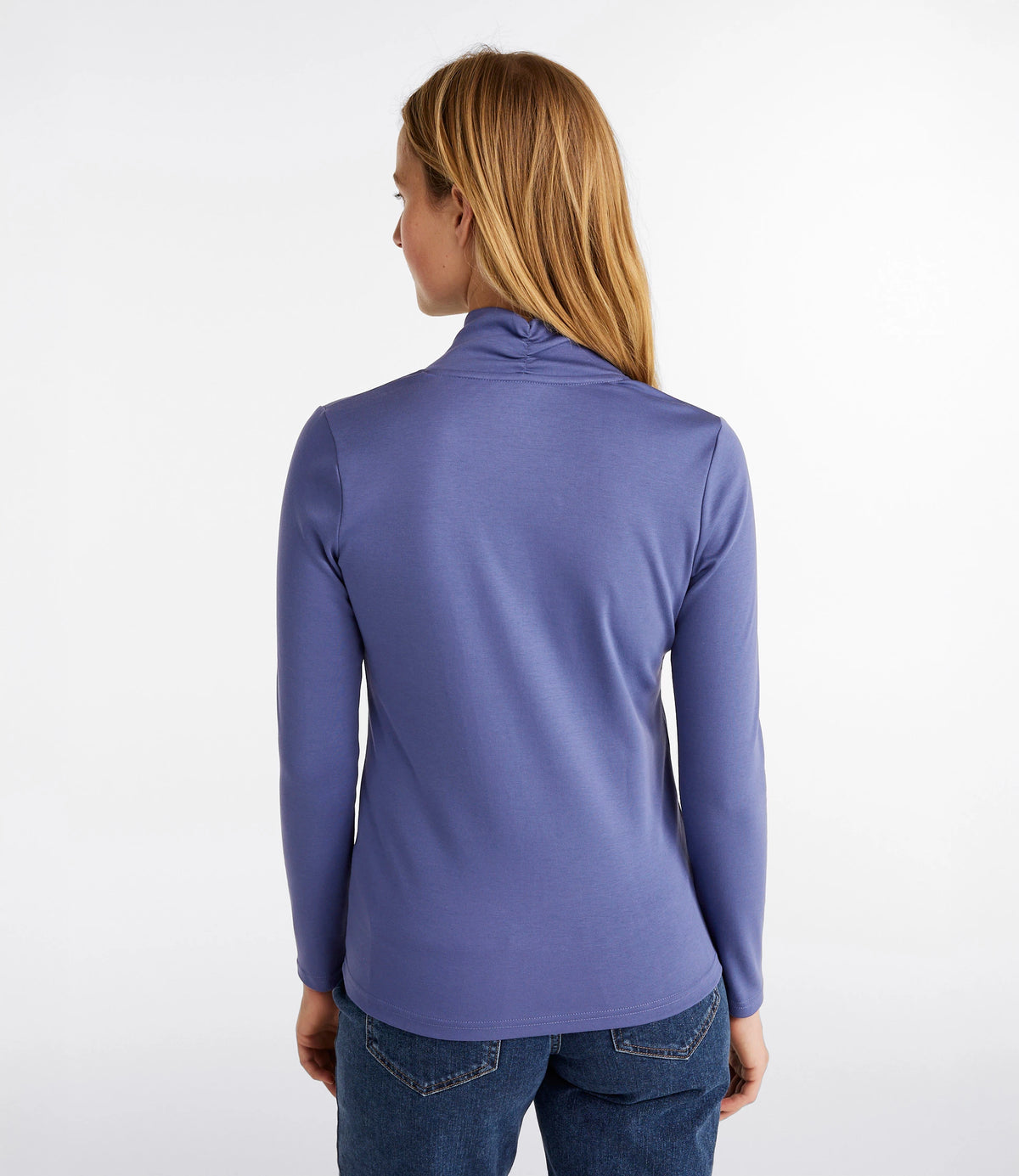 Women's Pima Cotton Shawl Collar T-Shirt - Blue