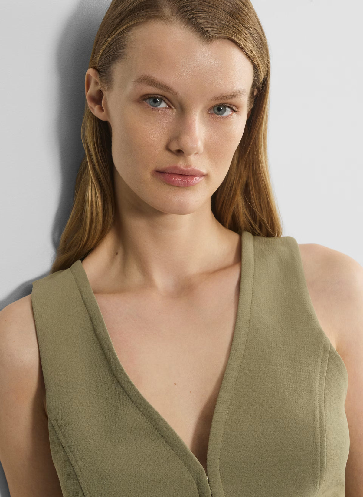 Lined Tailored Suit Vest - Olive