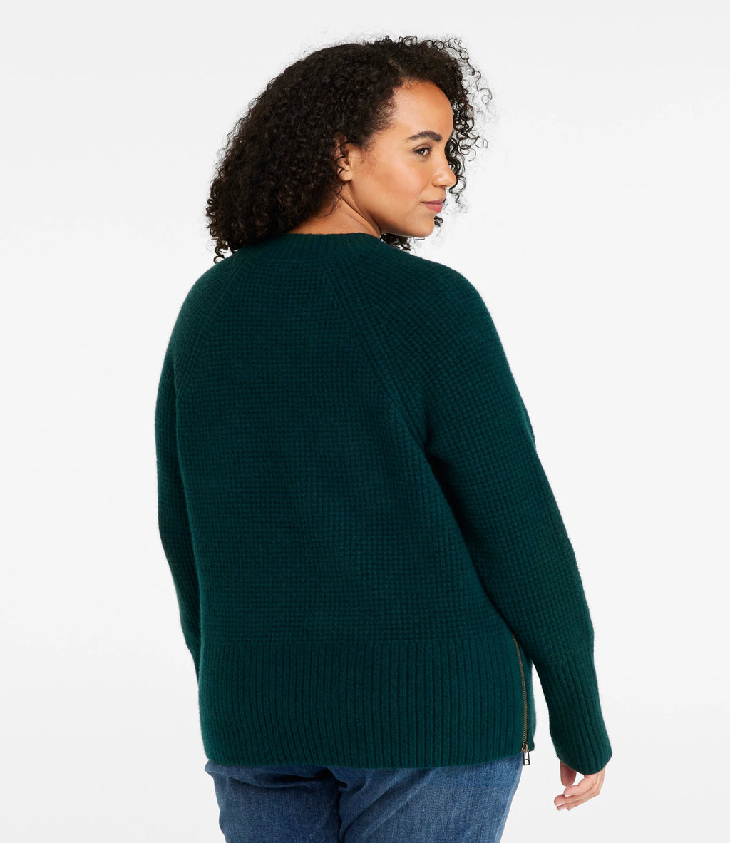 Women's Waffle Crewneck Sweater - Rustic Red