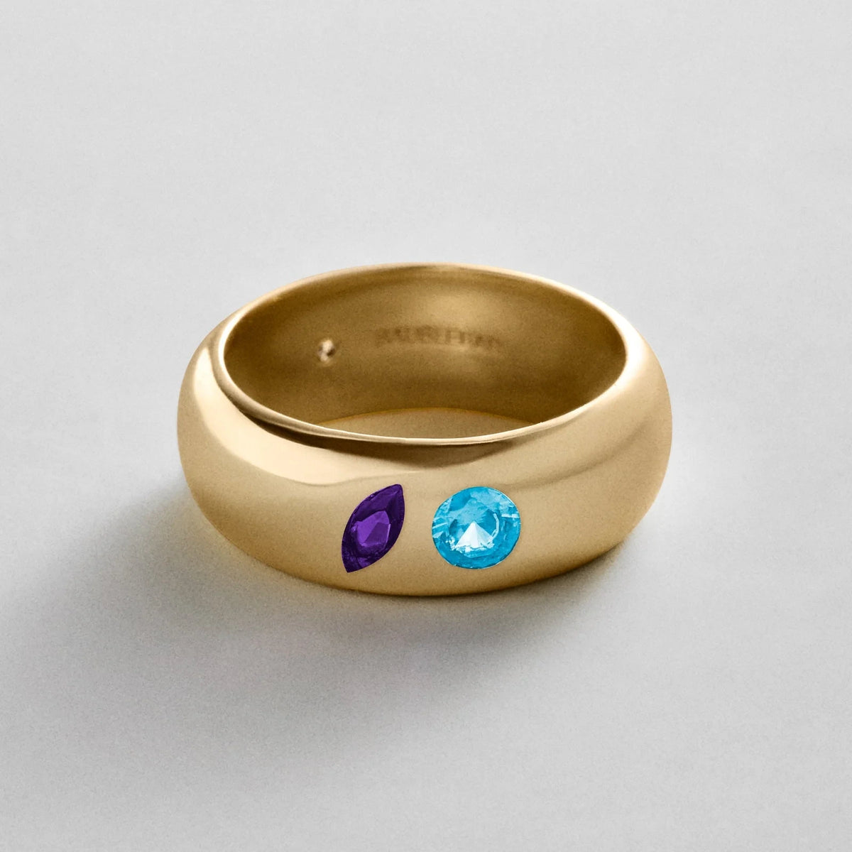 Custom Two-Stone Gold-Plated Band Ring