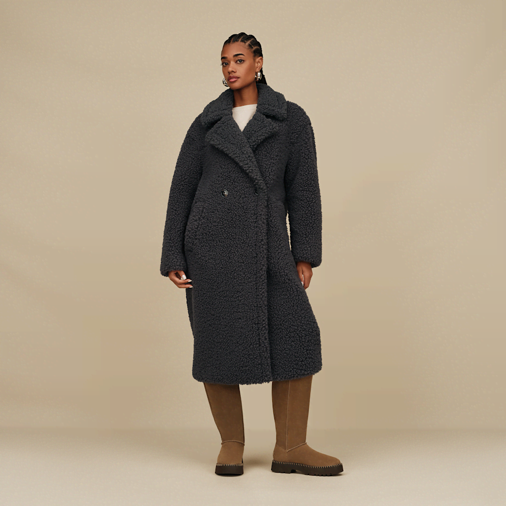 Women's Long Faux Fur Coat - Sand