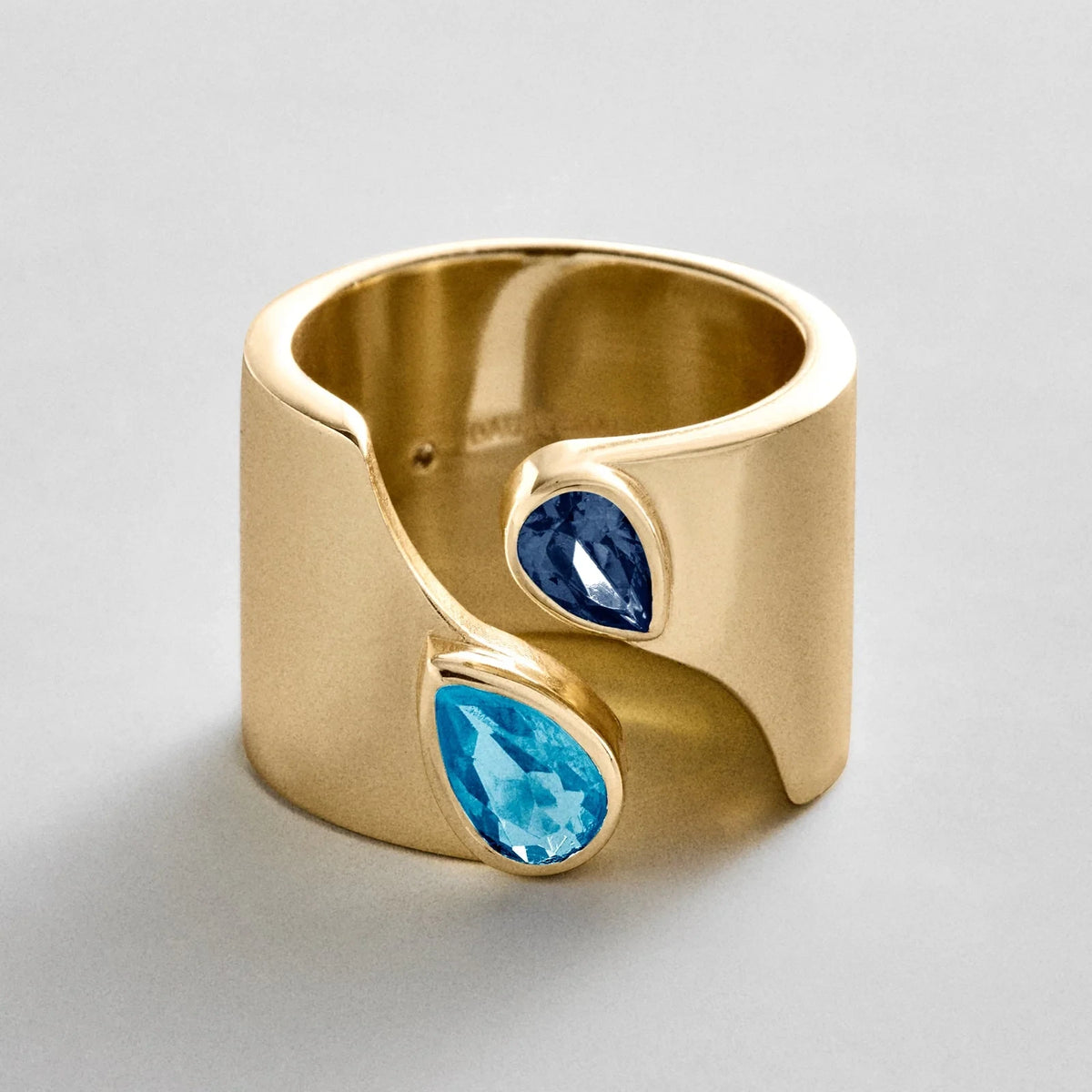 Personalized Two-Stone Open Band Ring - Gold