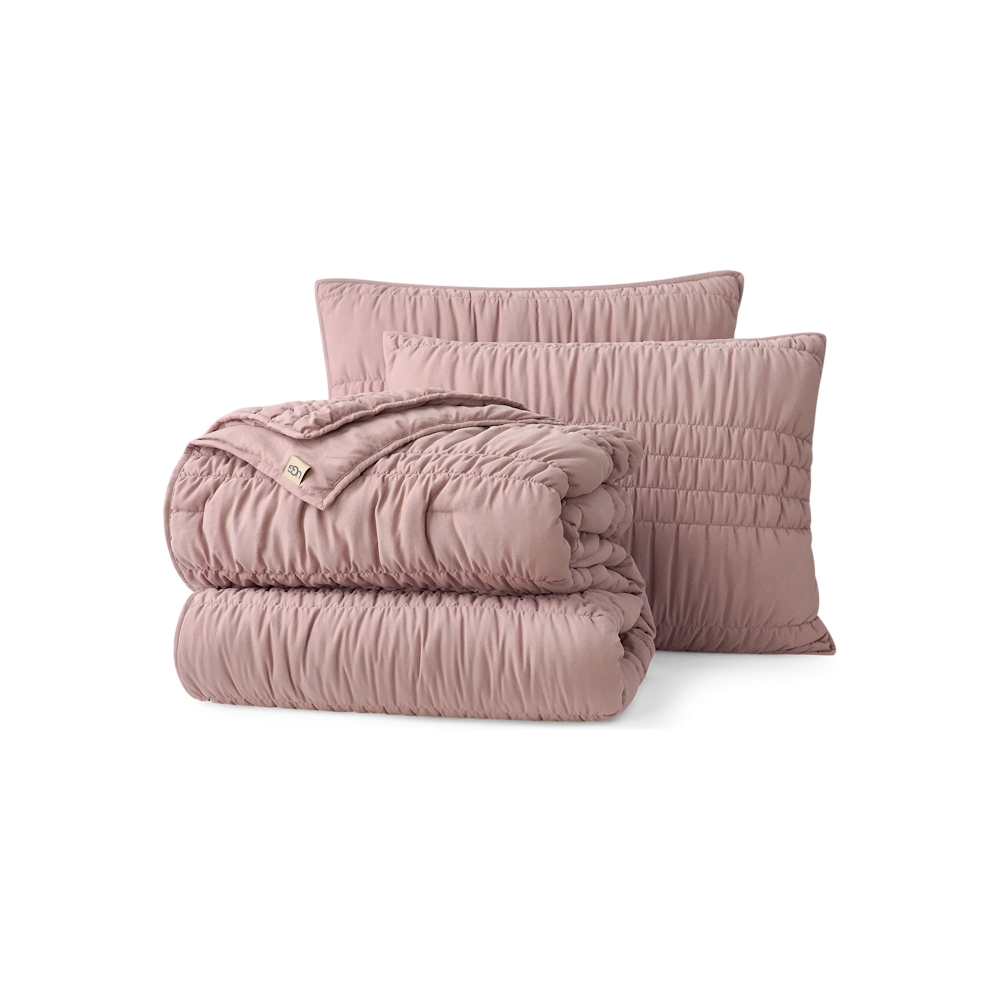 Full/Queen Ruched Microfiber Quilt Set