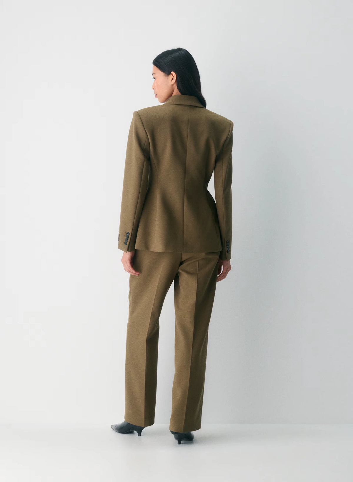 Single-Breasted Stretch Blazer - Brown Check