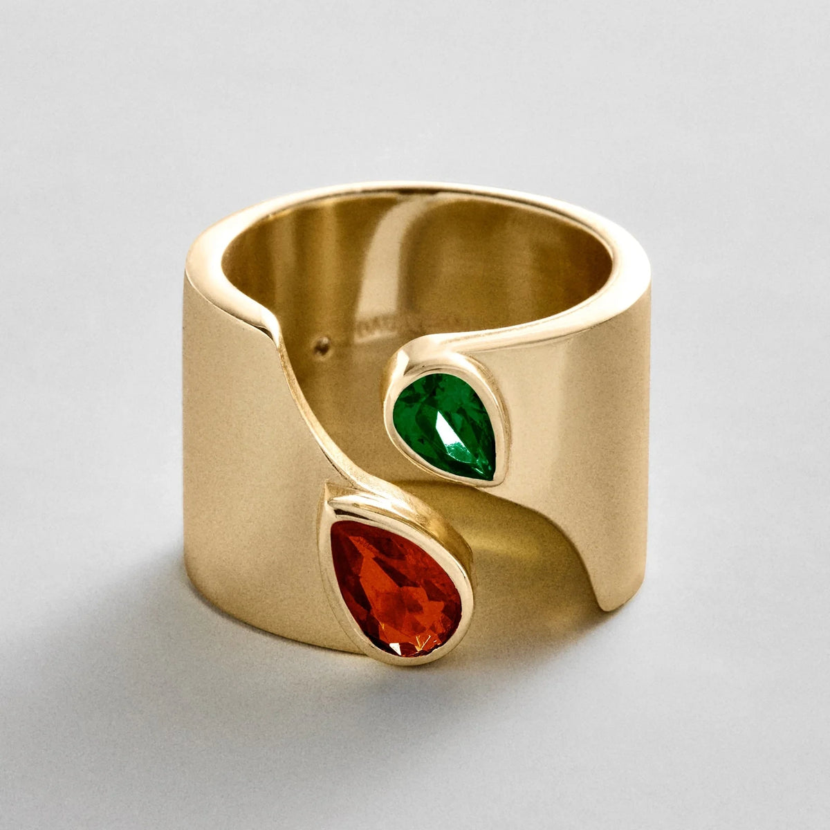 Personalized Two-Stone Open Band Ring - Gold