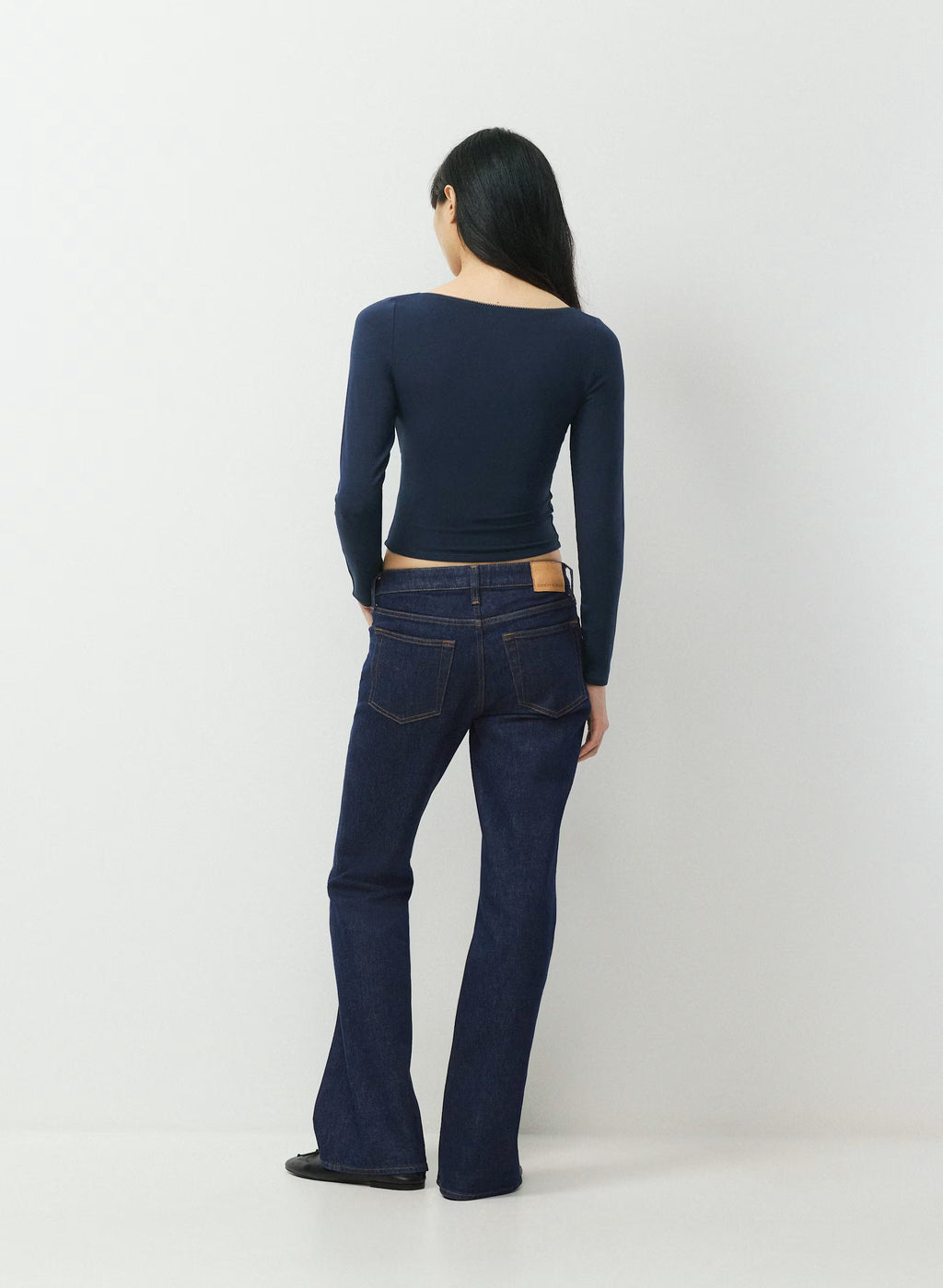 Long-Sleeve Modal Wrap Top - Navy