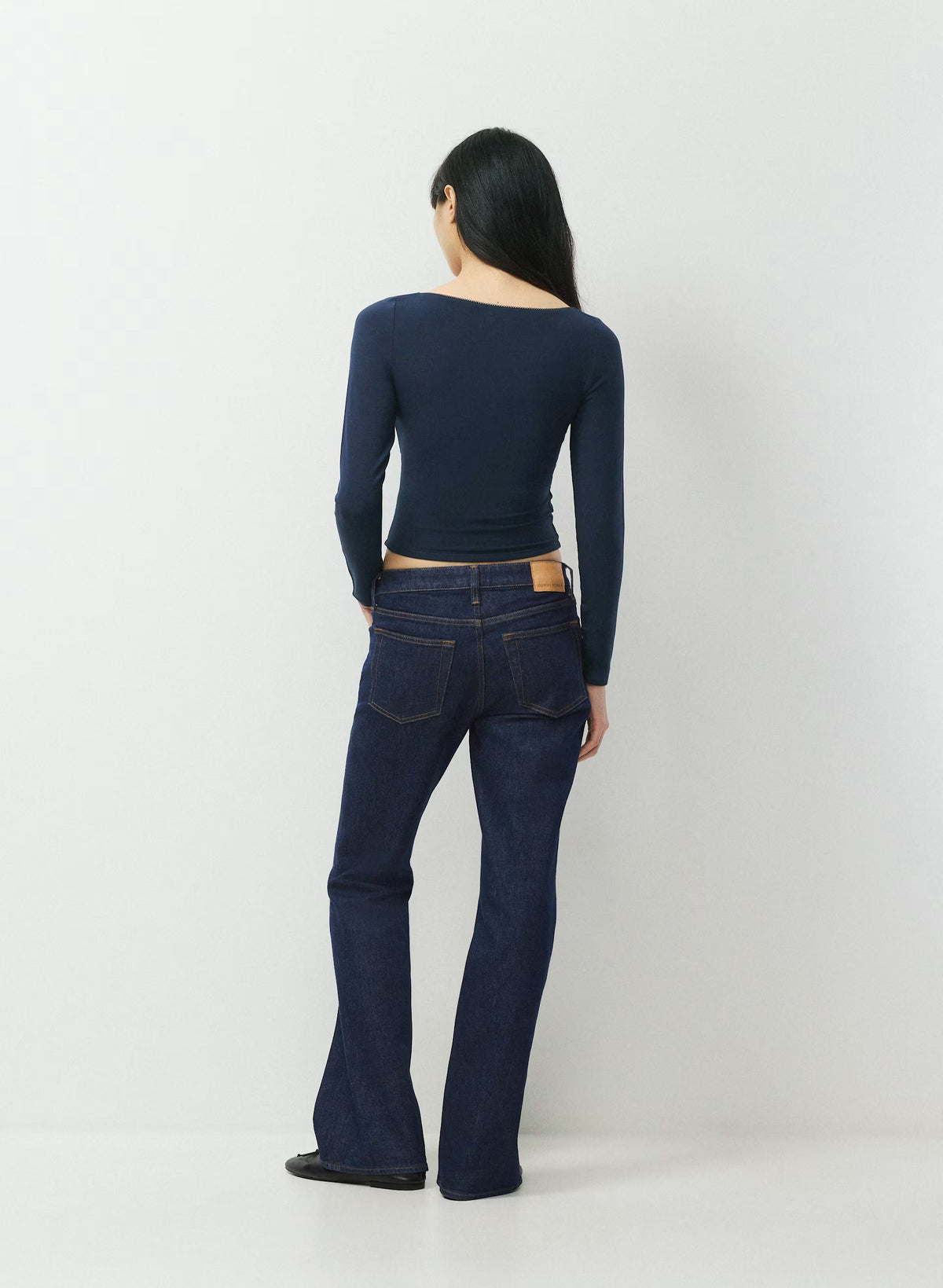 Long-Sleeve Modal Wrap Top - Navy