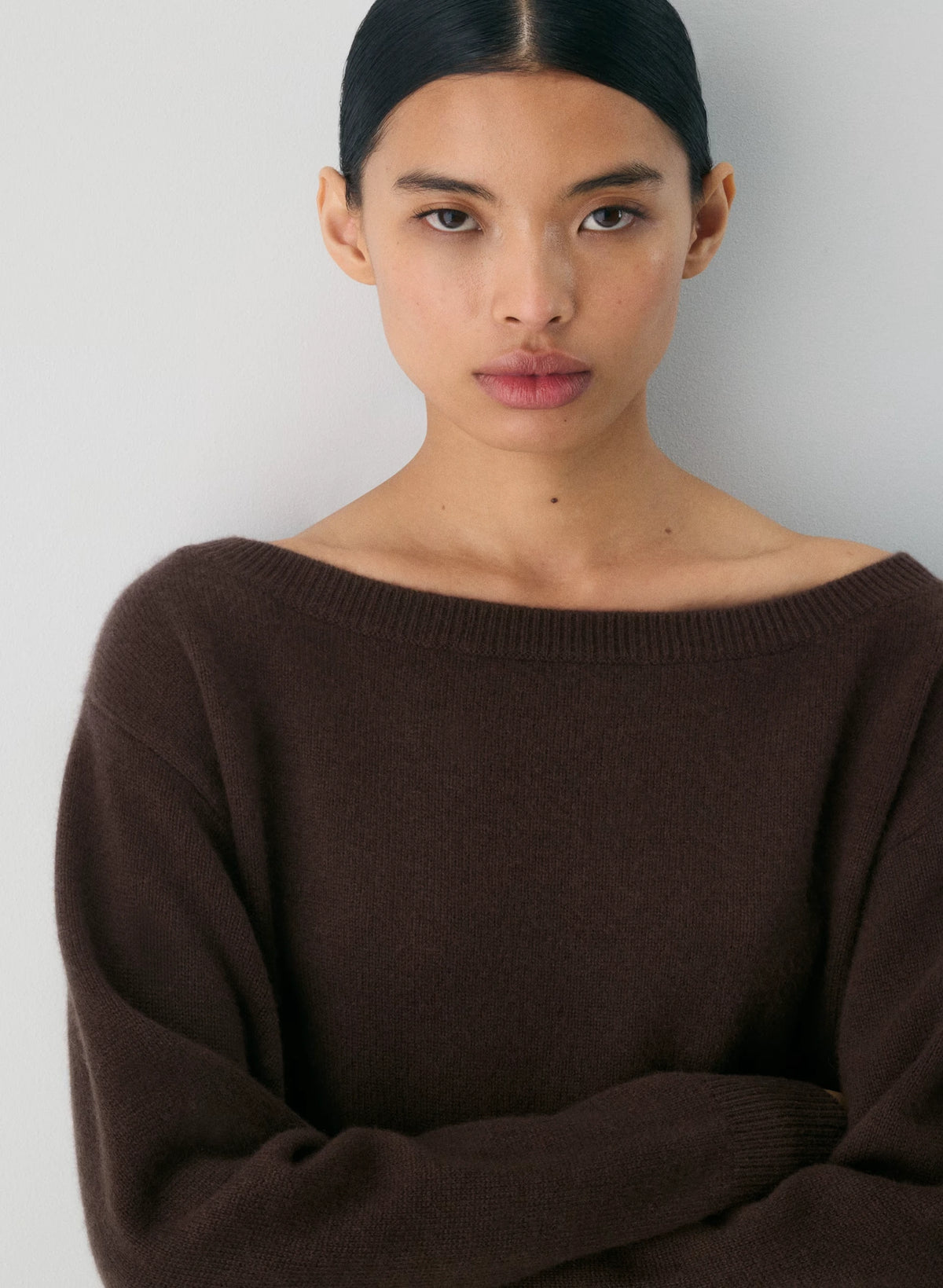 Cashmere Boatneck Sweater - Heather Gray