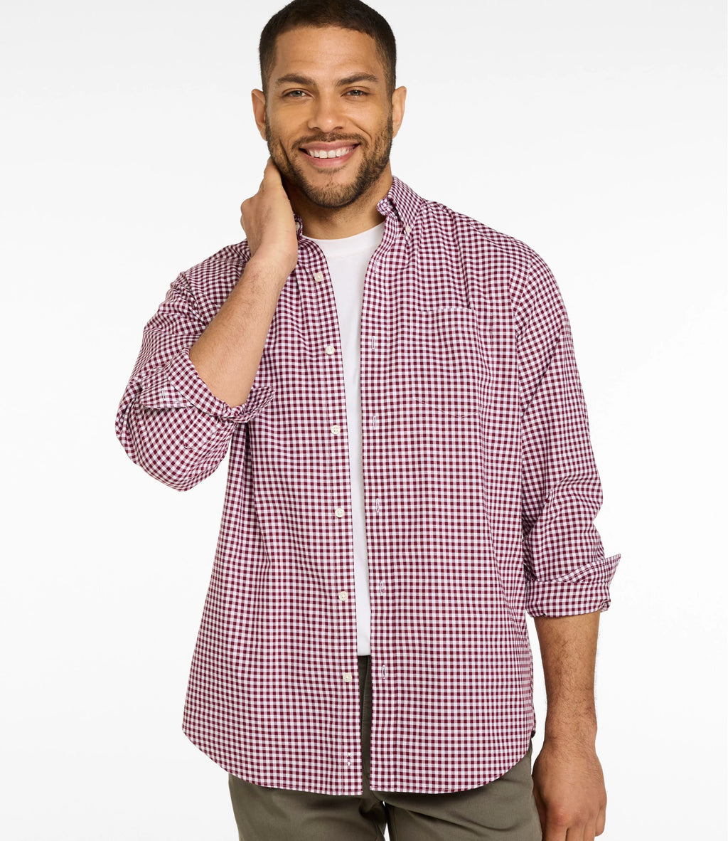 Men's Cotton Check Button-Down Shirt - Light Gold
