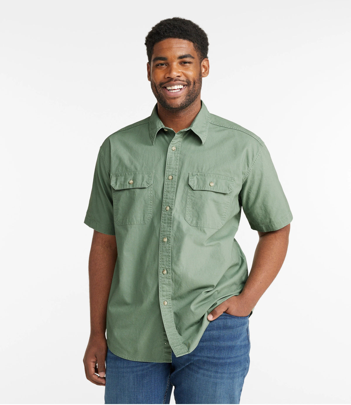 Men's Short Sleeve Canvas Shirt - Green