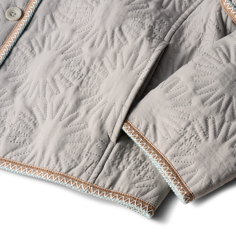 Oversized Lightweight Quilted Jacket - Light Gray