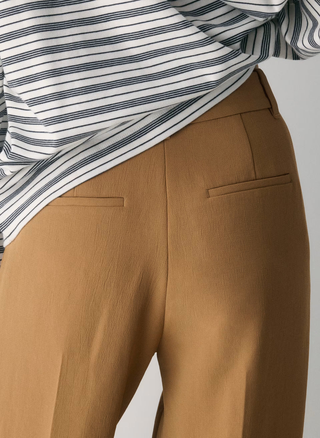 High-Rise Wide-Leg Crepe Trousers - Sand