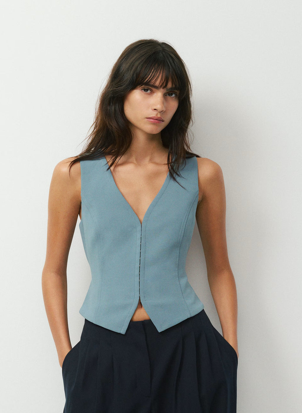 Lined Tailored Suit Vest - Olive