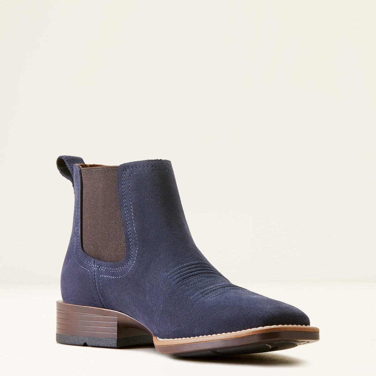 Men's Suede Wide Square Toe Chelsea Boots - Navy