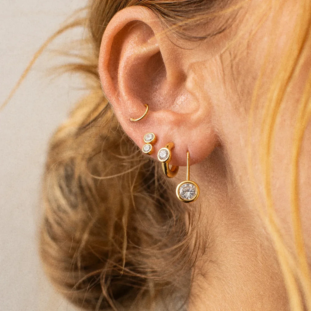 Gold-Plated Oval Crystal Drop Earrings