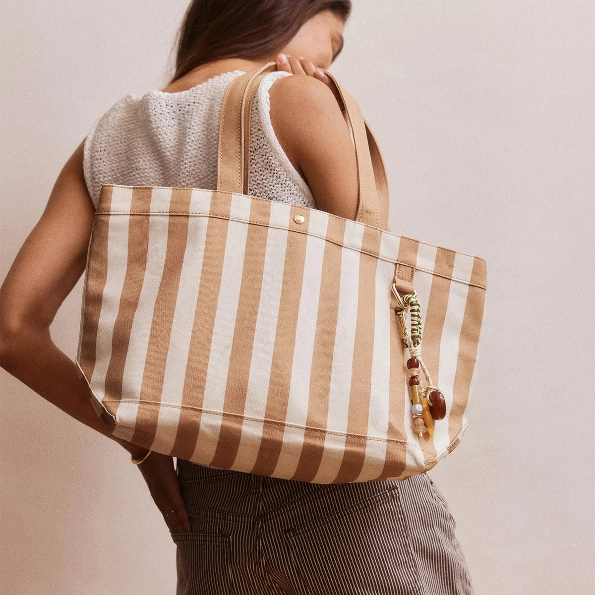 Striped Canvas Tote - Dune