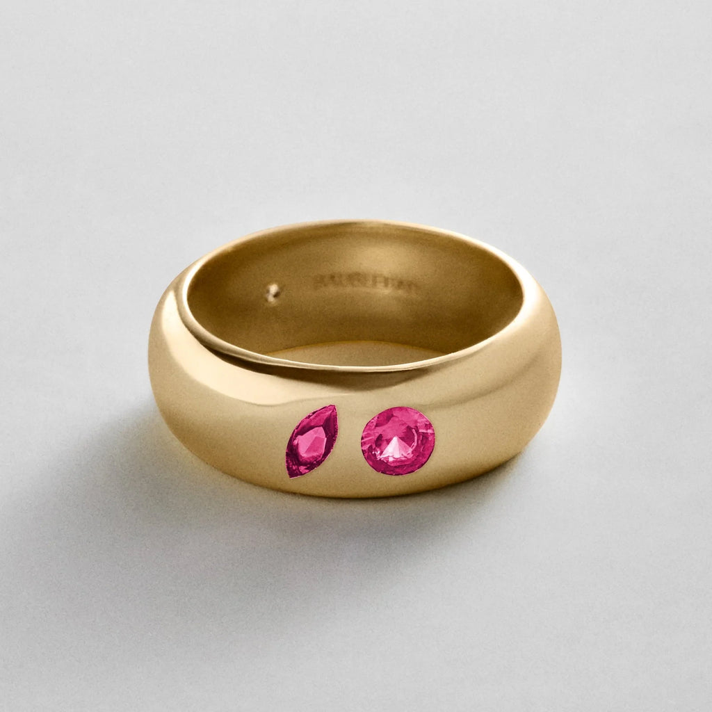Custom Two-Stone Gold-Plated Band Ring