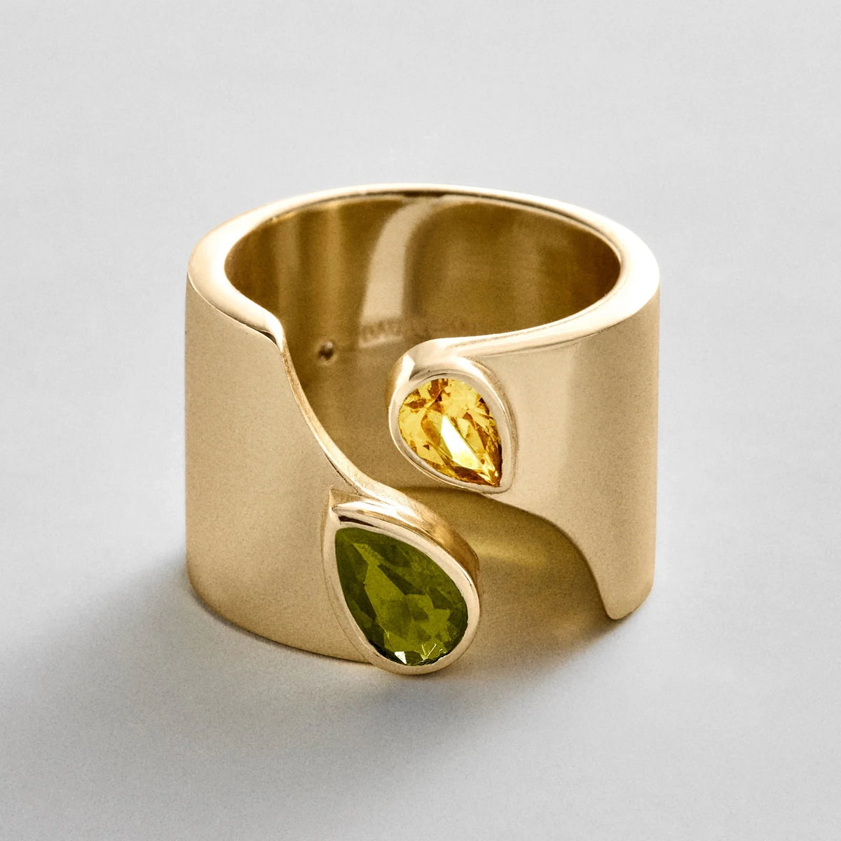 Personalized Two-Stone Open Band Ring - Gold