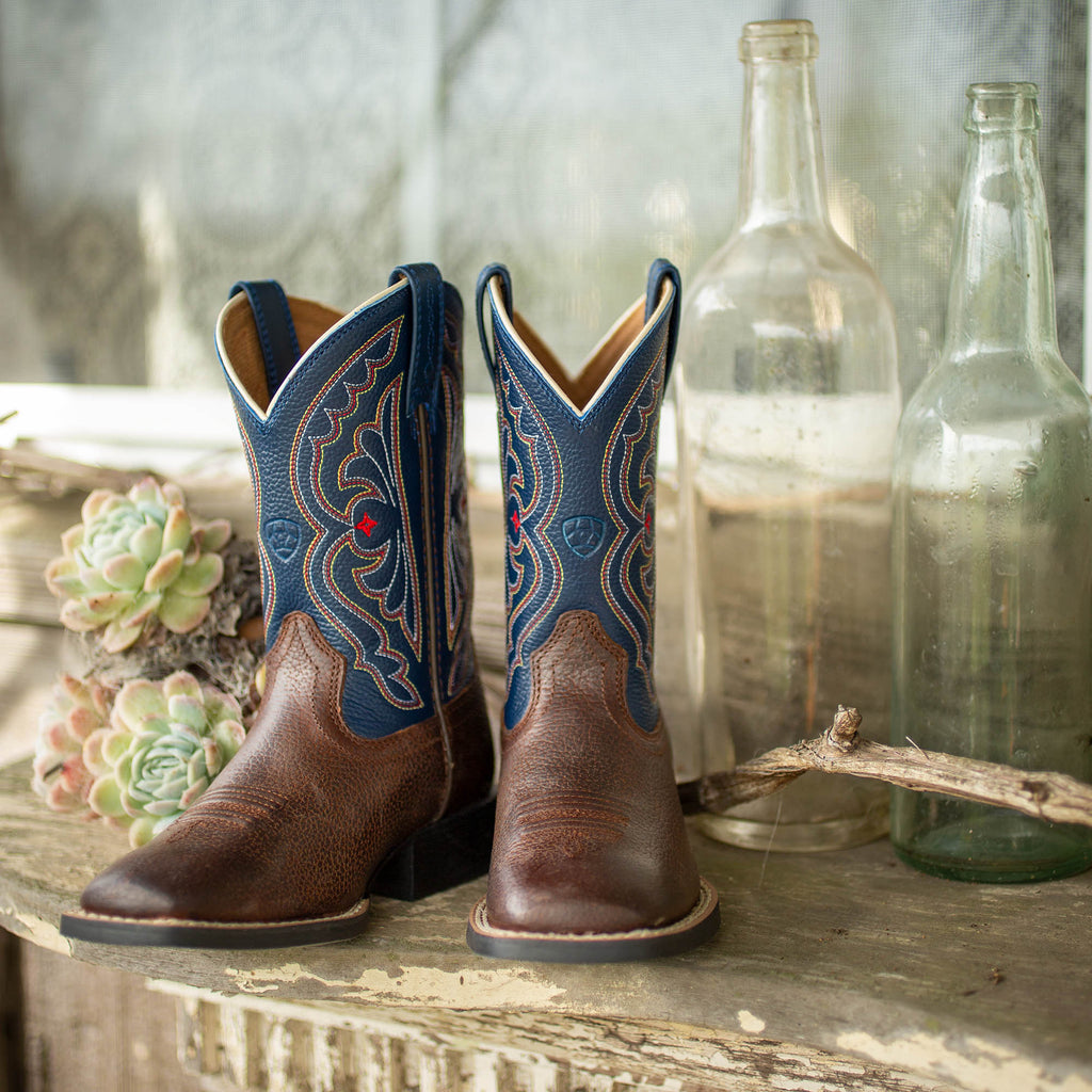 Kids' Leather Western Boots - Brown