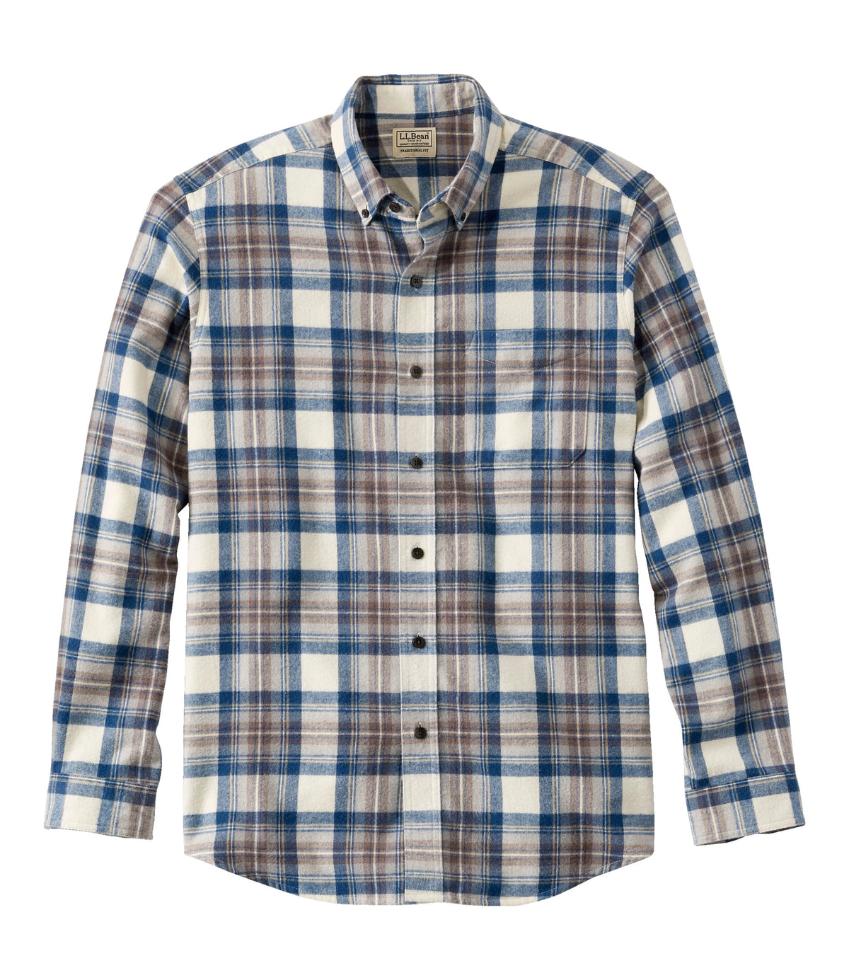 Men's Cotton Flannel Button-Down Shirt - Grey Plaid