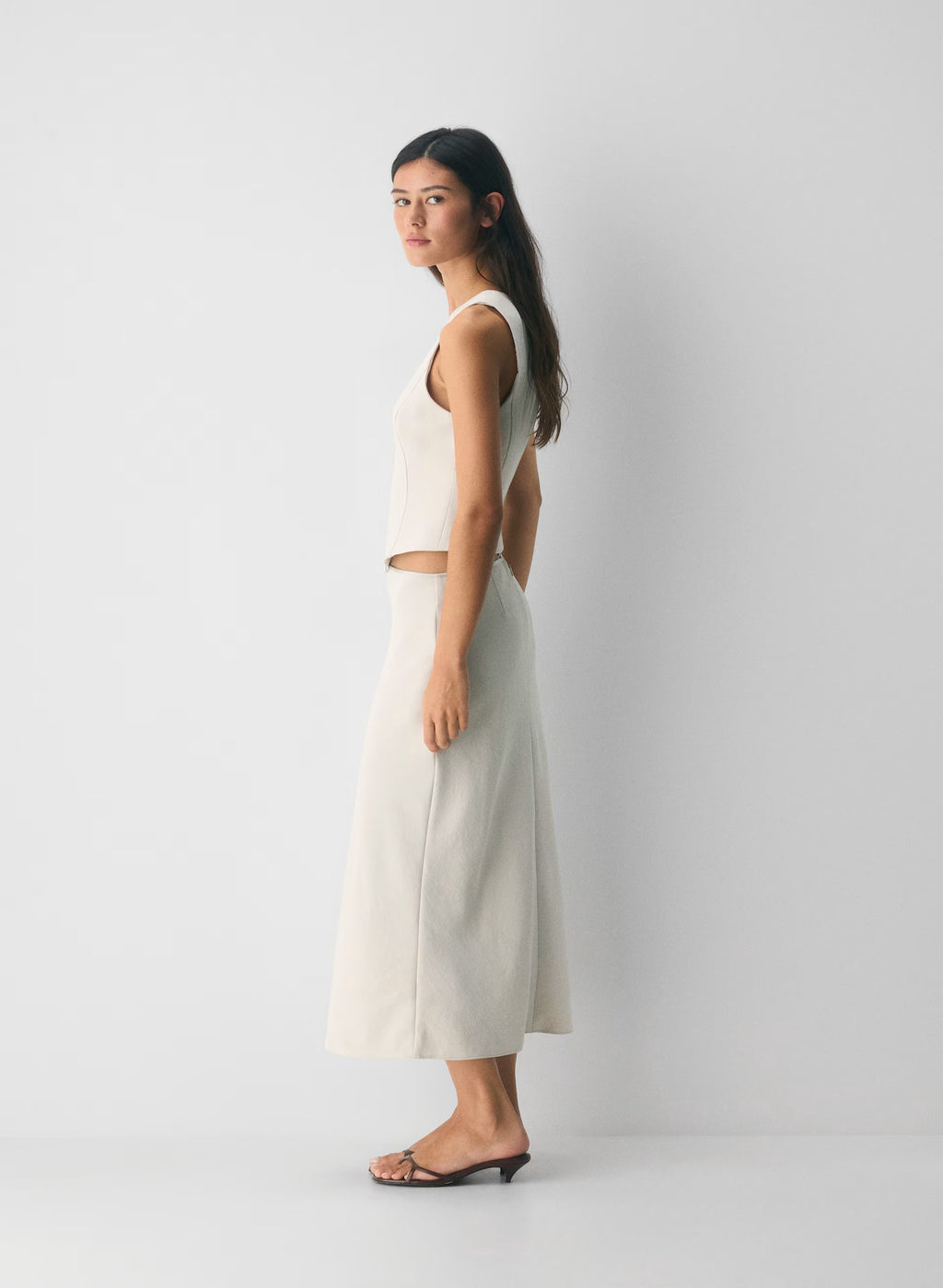 Lined Tailored Suit Vest - Olive