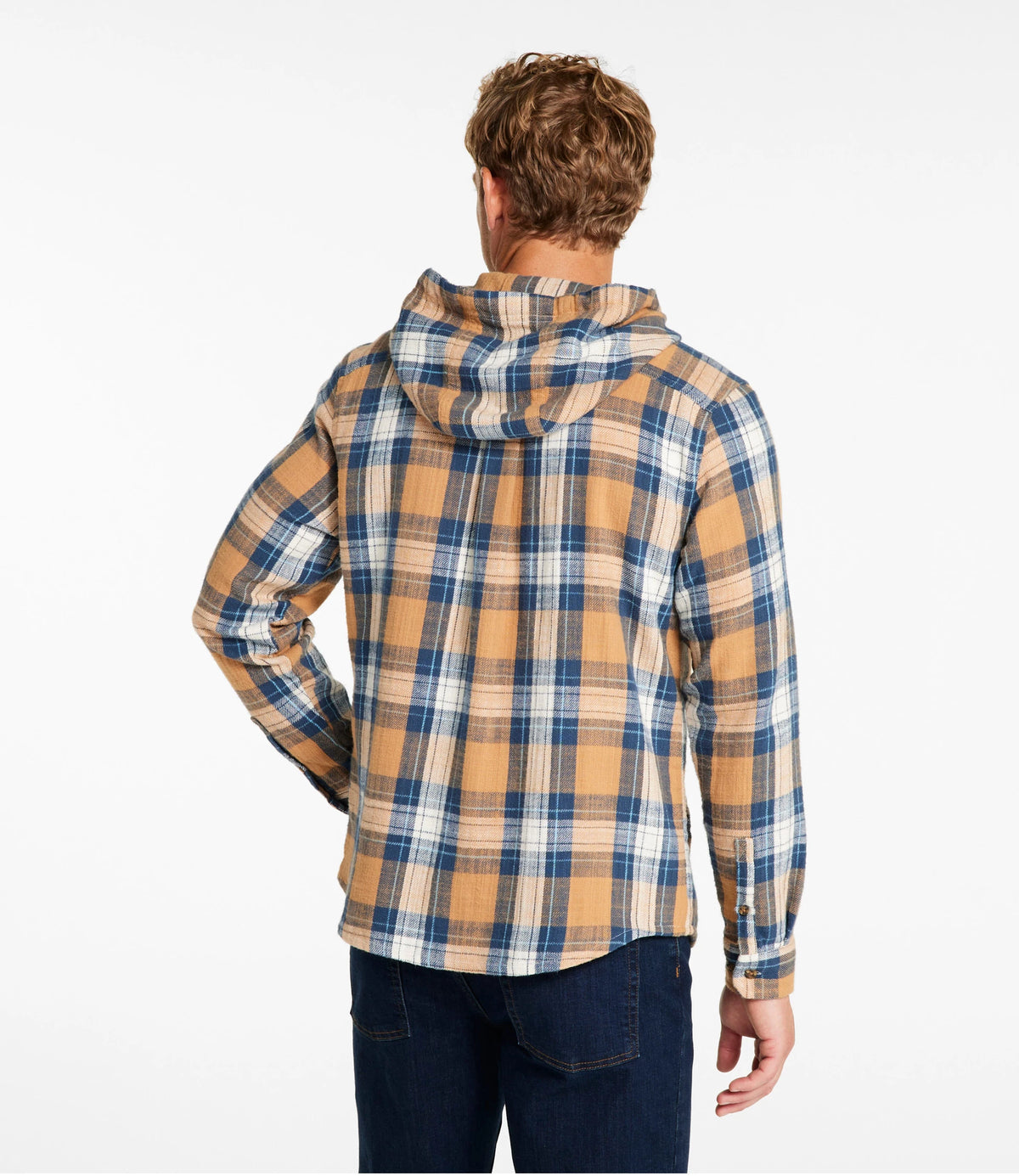 Men's Hooded Flannel Shirt Jacket - Tan Plaid