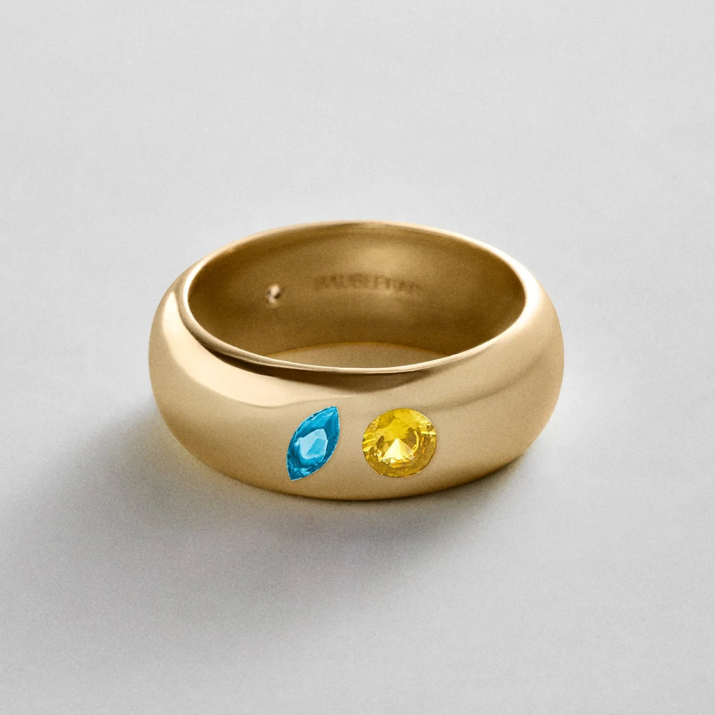 Custom Two-Stone Gold-Plated Band Ring