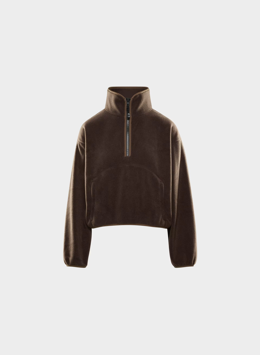 Oversized Half-Zip Microfleece Pullover - Gray