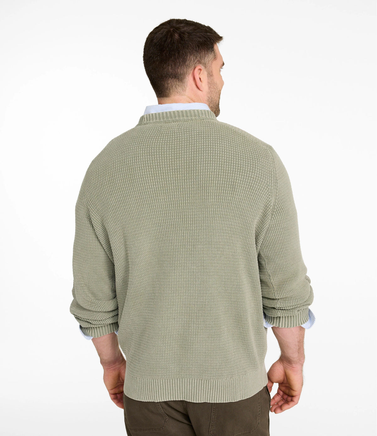 Men's Textured Cotton Crewneck Sweater - Sienna