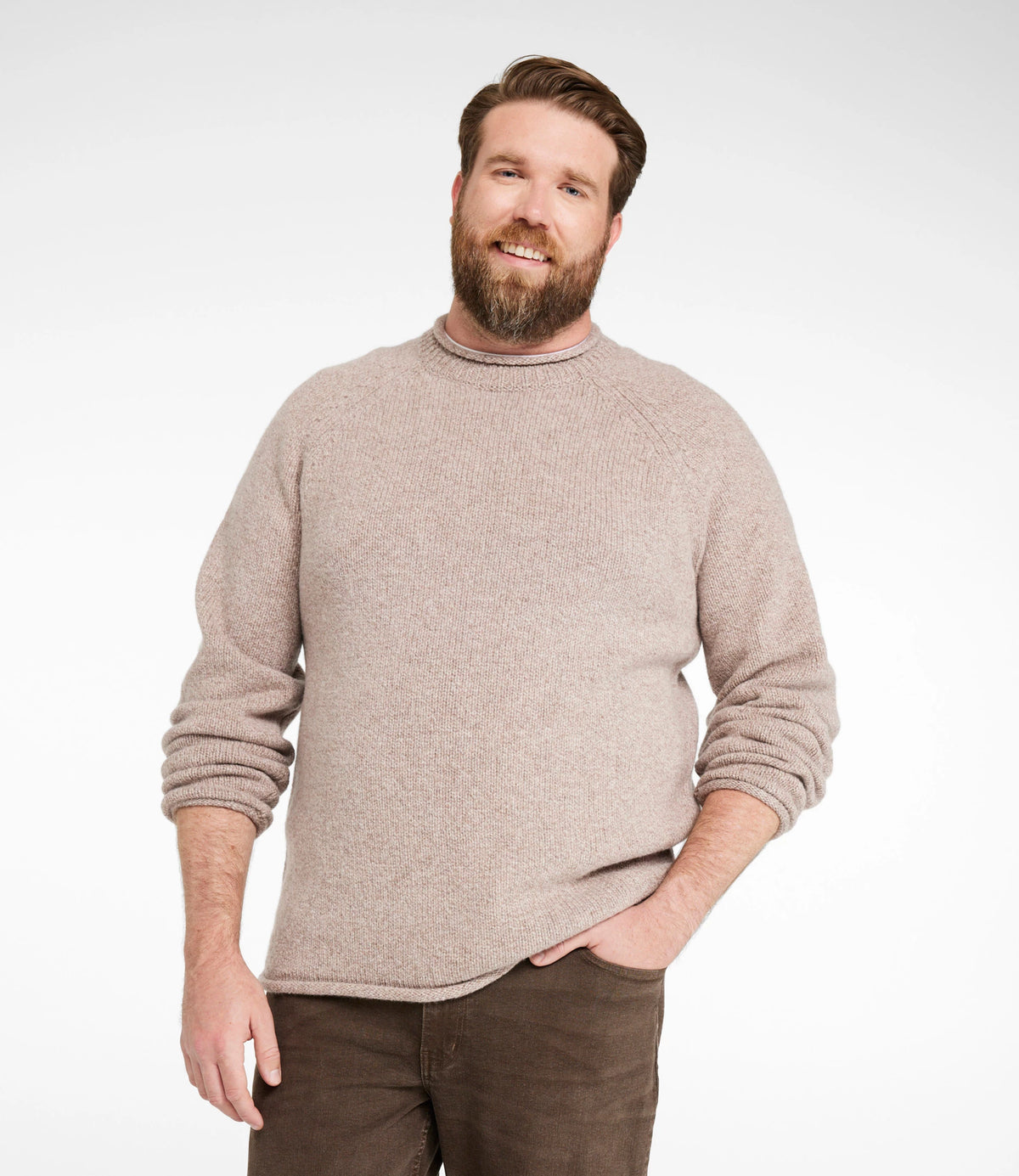 Men's Lambswool Rollneck Sweater - Natural